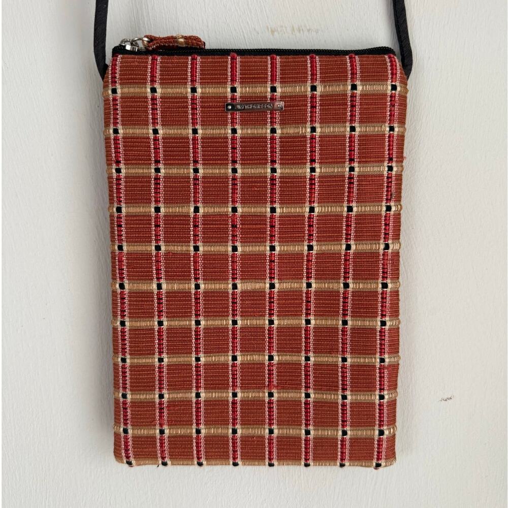 Resortcore Jim Thompson Textured Thai Silk Mini Crossbody Bag Orange Gold Brown